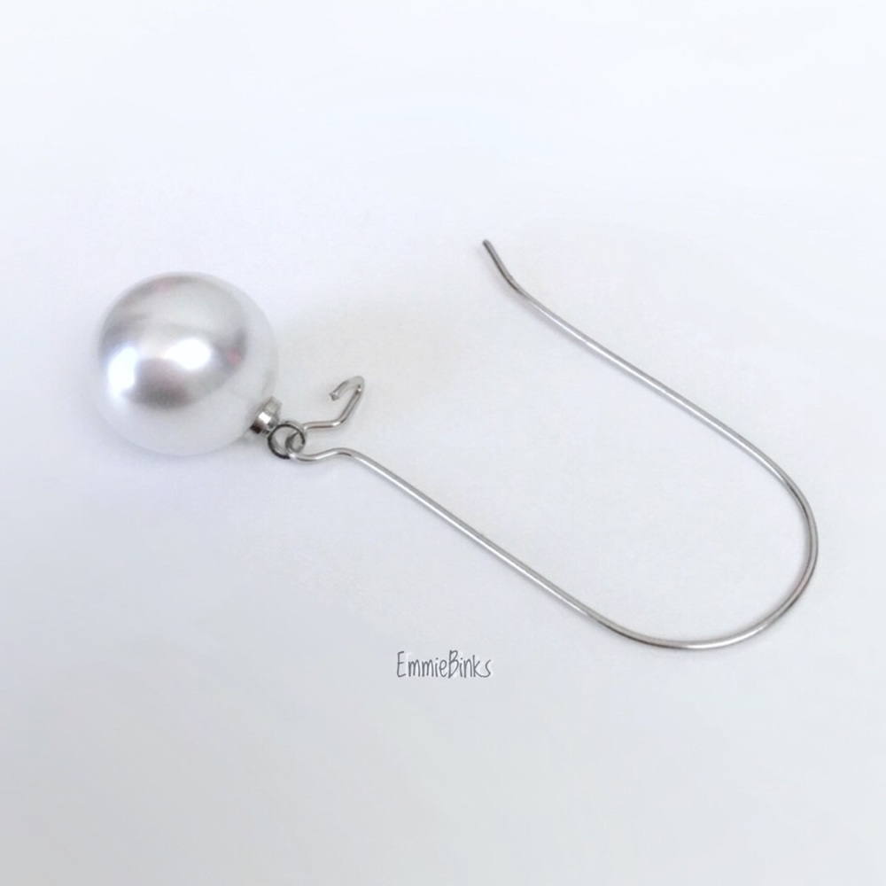 New Threader Style Pearl Drop Dangle Earrings - Kidney Wire Dangle - Picture 14 of 16